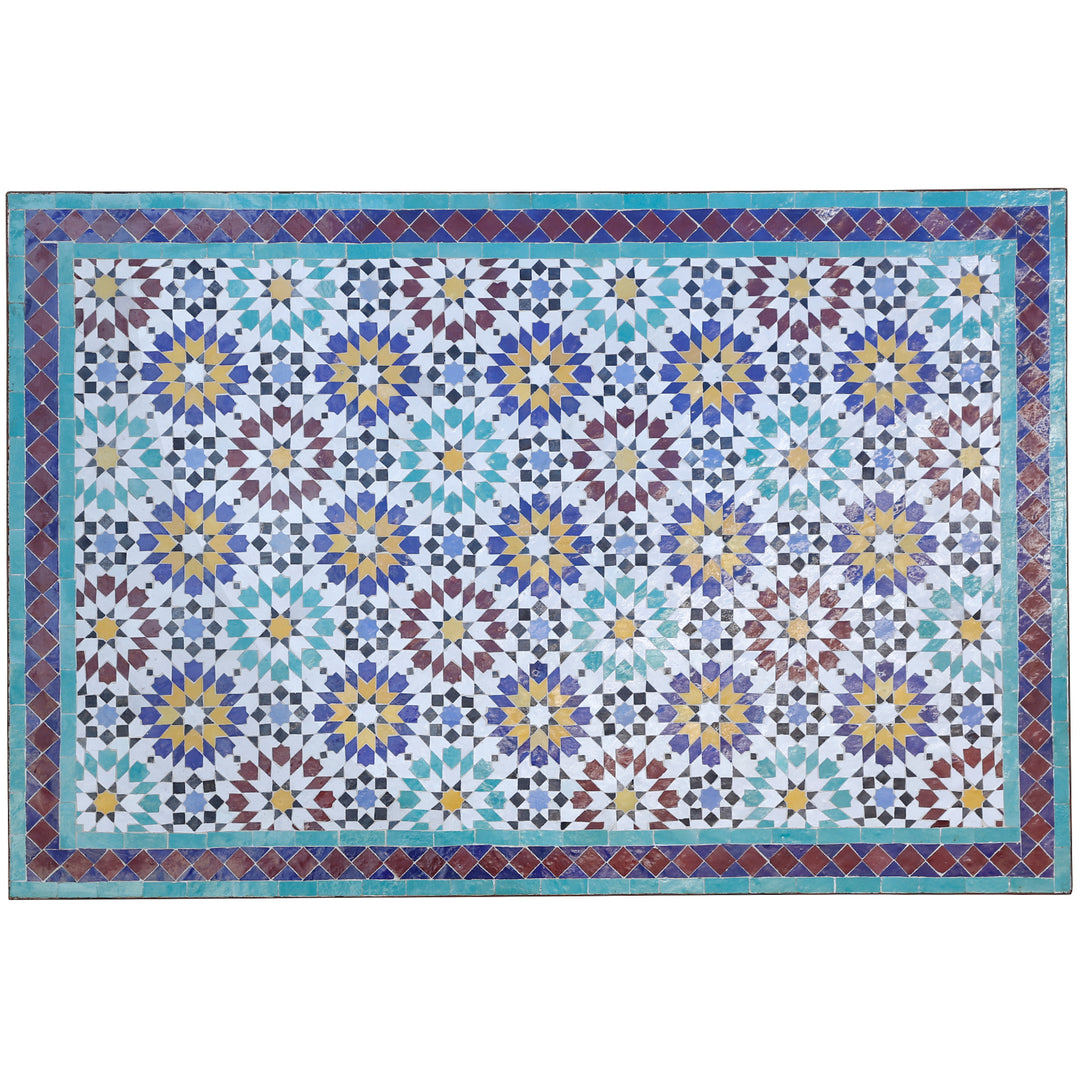 Garden table dining table 120x80 cm with handmade mosaic made of zellige tiles in multicolored