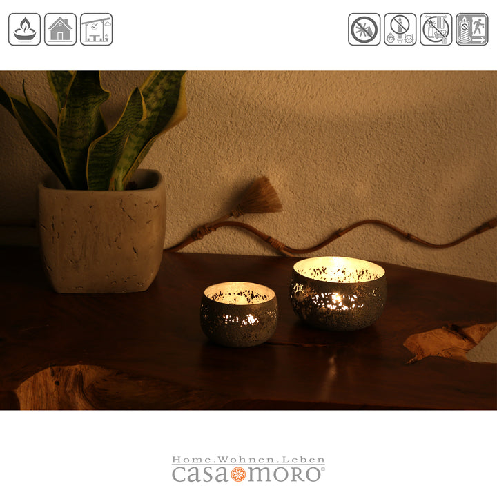 Set of 2 tealight holders Massimo
