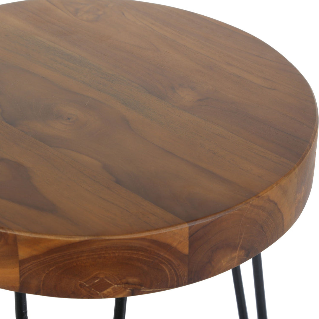 Teak side table Ella with hairpin legs