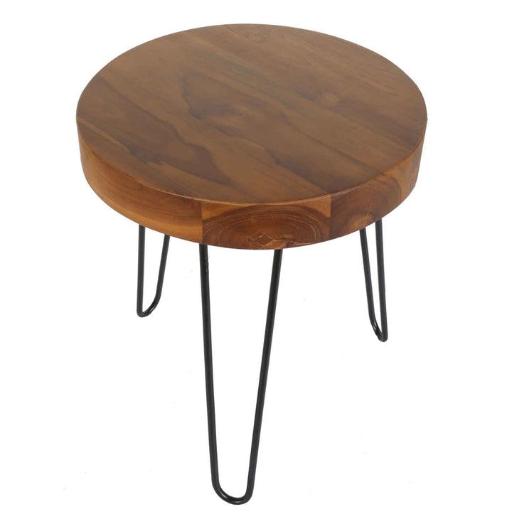 Teak side table Ella with hairpin legs