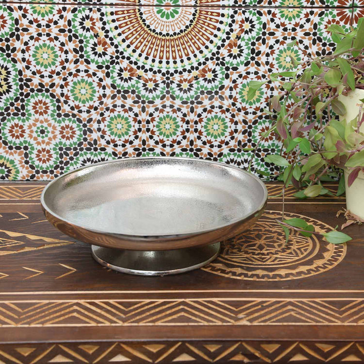 Cake plate Livorno M silver with foot