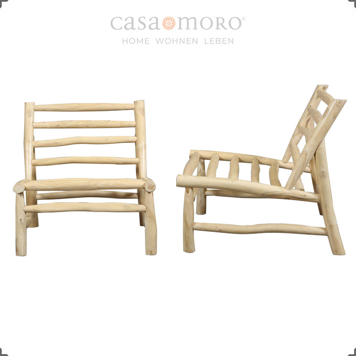 Balcony armchair lounge design made of teak wood, durable PU foam padding with zipper