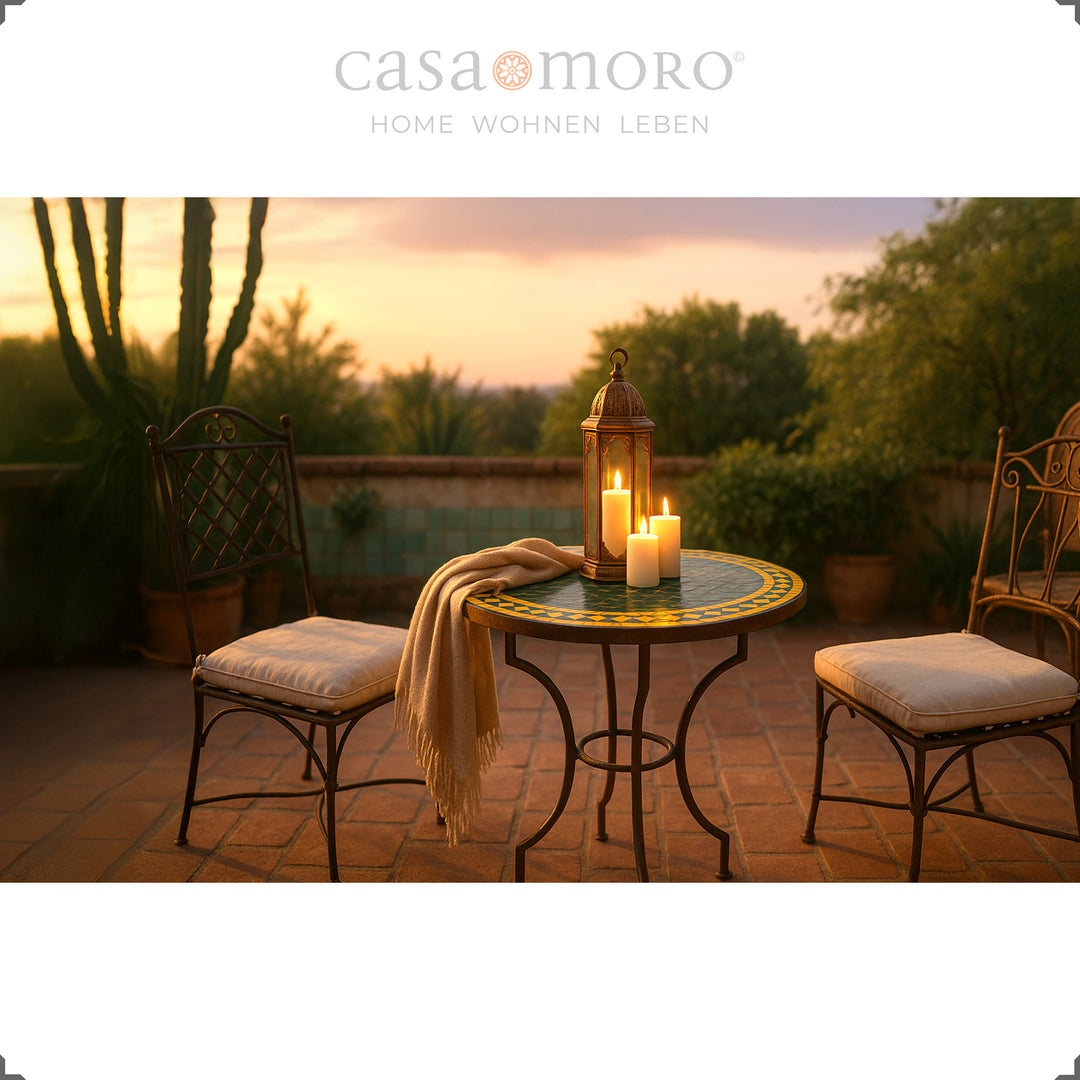Bistro table Ø 60 cm on the terrace with two chairs