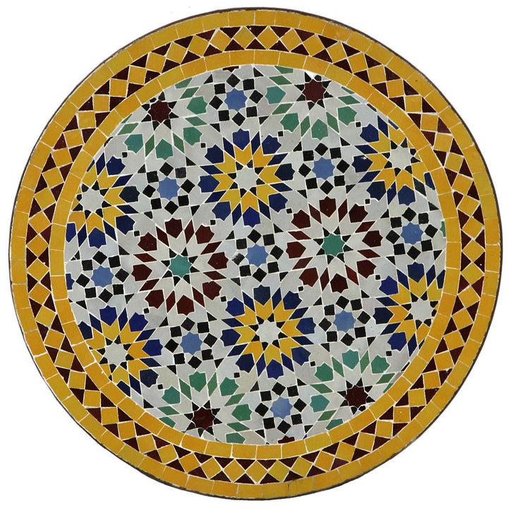 Balcony table Ø 60 cm with multicolored Zellige mosaic - handmade mosaic table from Morocco for garden and terrace