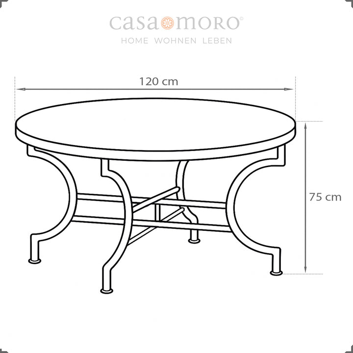 Dimensions: Ø 120 cm, height 75 cm - round dining table for up to six people