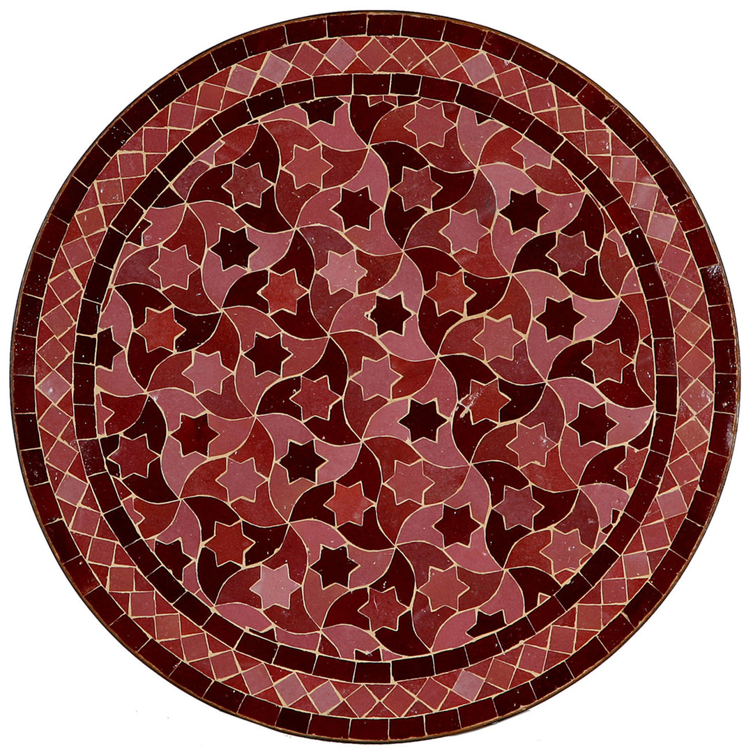 Dark red mosaic table with clear lacquered frame - Mediterranean style for two