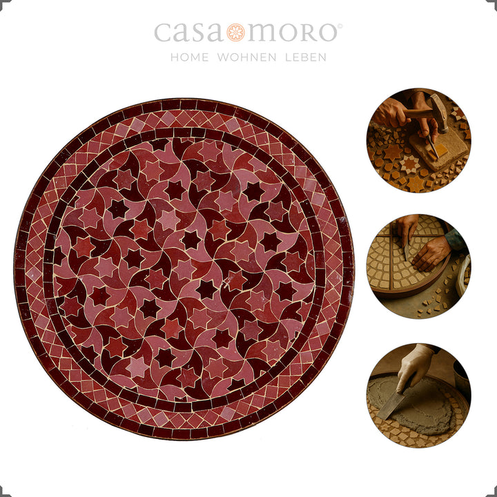 Moroccan dining table with round Zellige top - compact and versatile