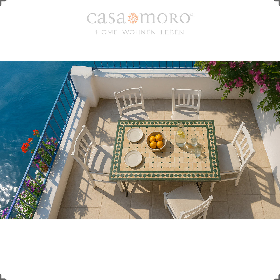 Dining table 120x80 with Zellige tiles - ideal for the dining room, living room or balcony
