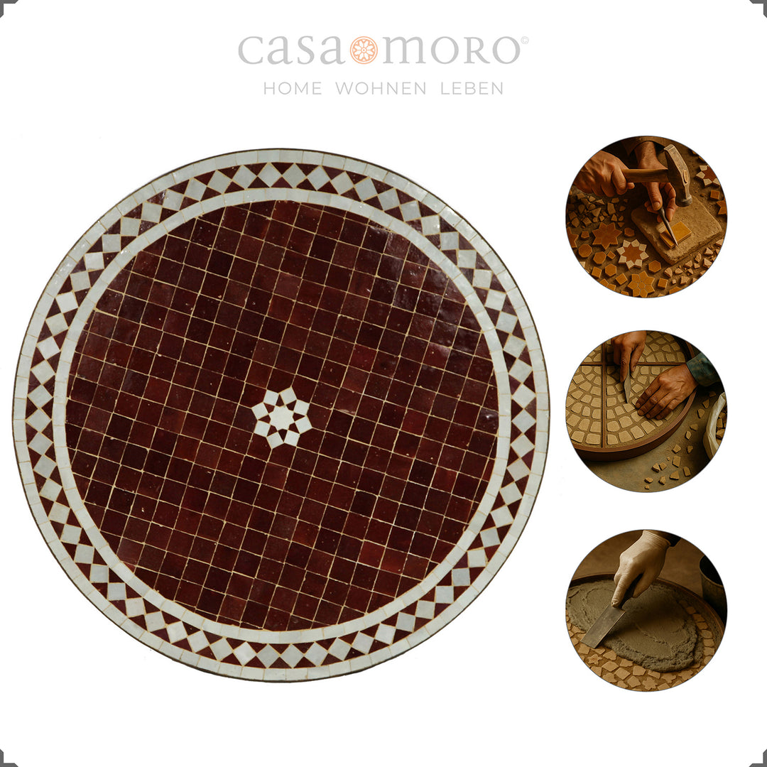 Round mosaic table Ø 60 cm in the garden with chairs, Moroccan flair for outdoors
