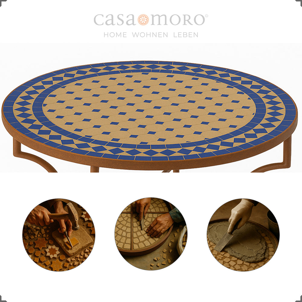 Mosaic table 120 cm round for terrace & garden