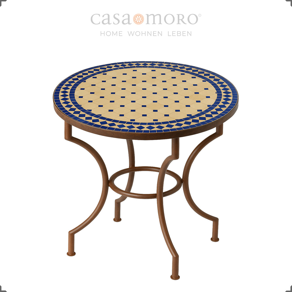 Mediterranean mosaic table for balcony or outdoor dining - Ø 80 cm, Moroccan design