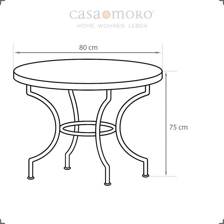Dimensions: 80 cm diameter, 75 cm height - compact garden table for two to four people