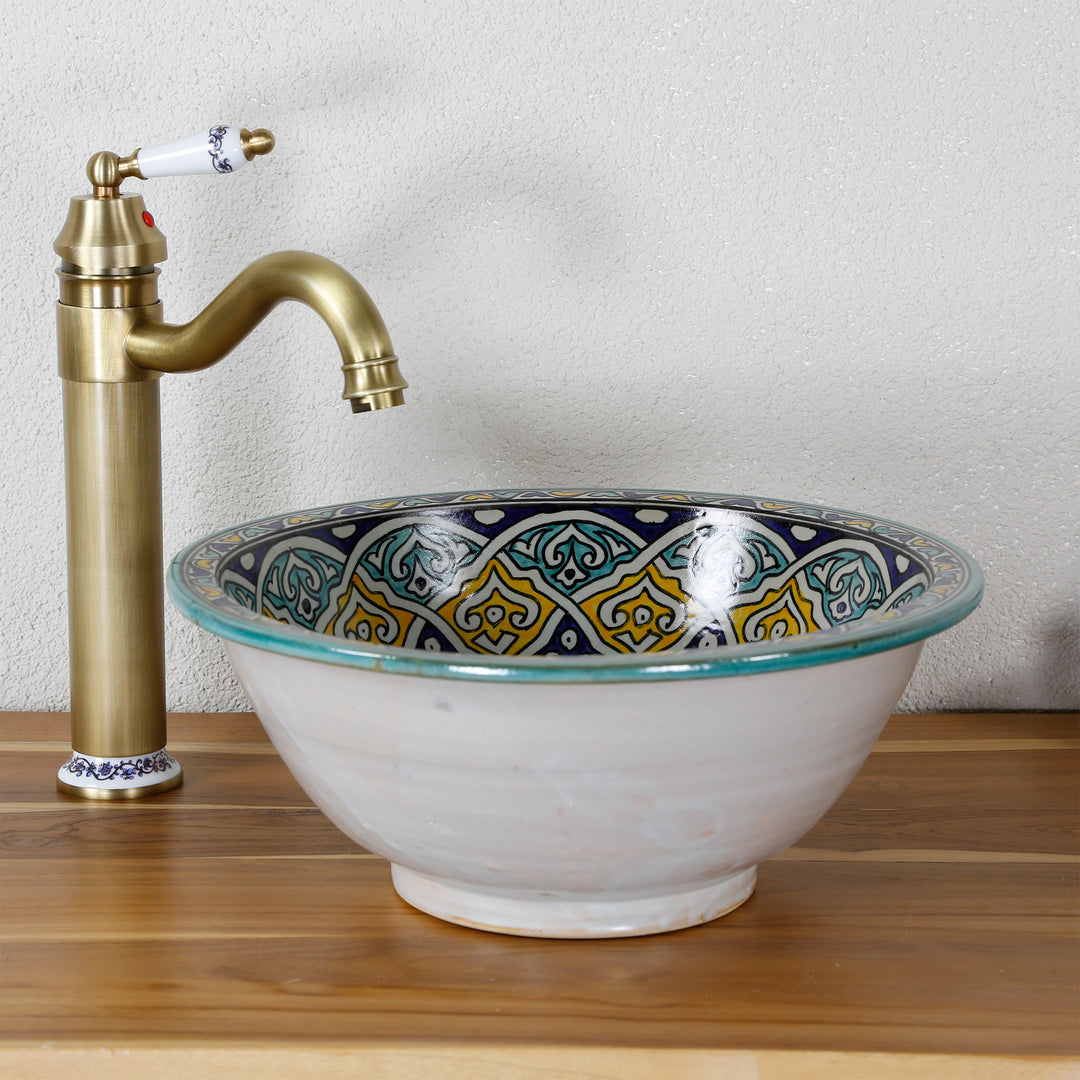 Ceramic countertop sink, round