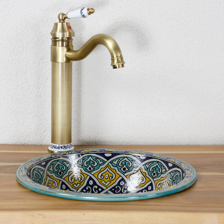 Ceramic countertop sink, round