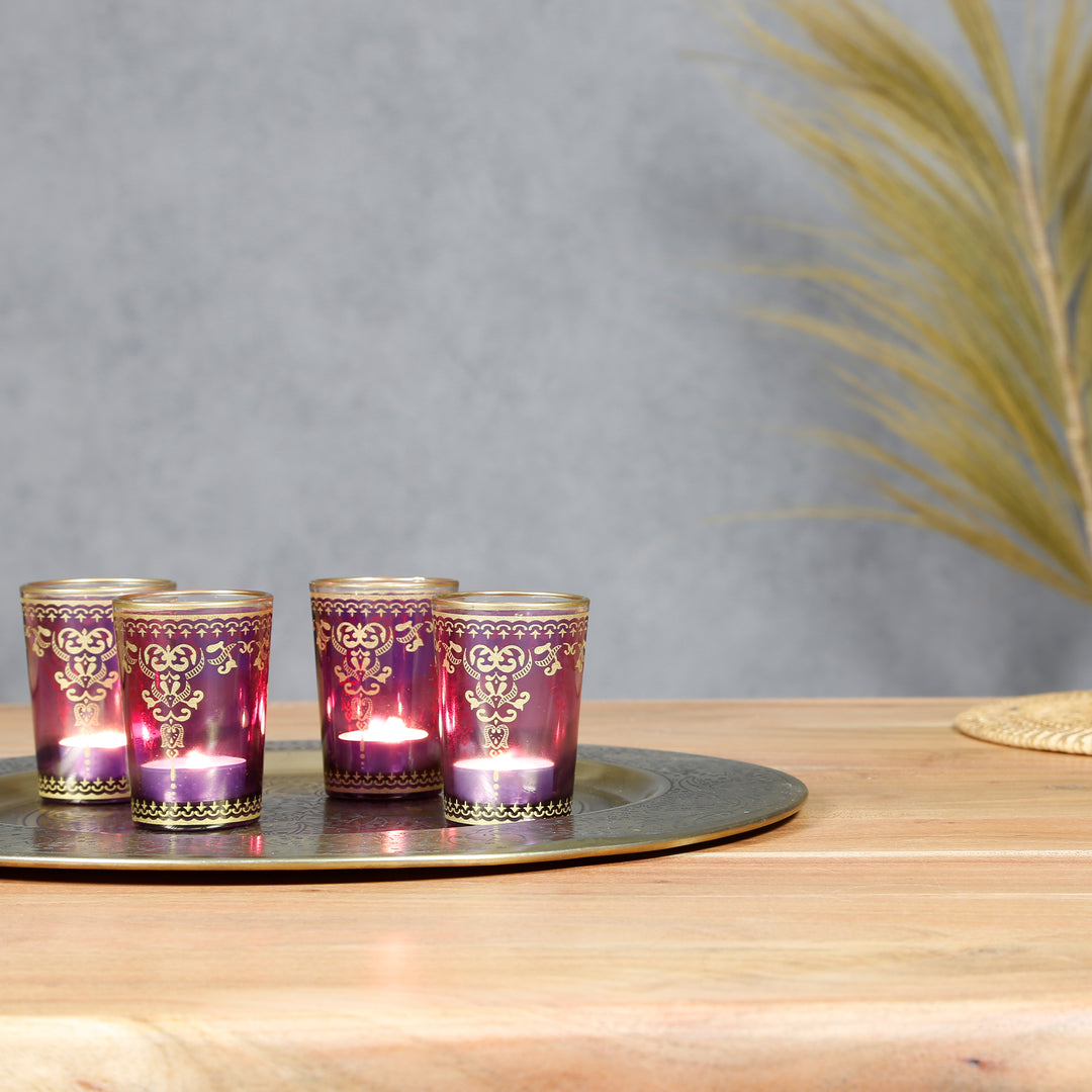 Tealight glass violet-purple set of 6