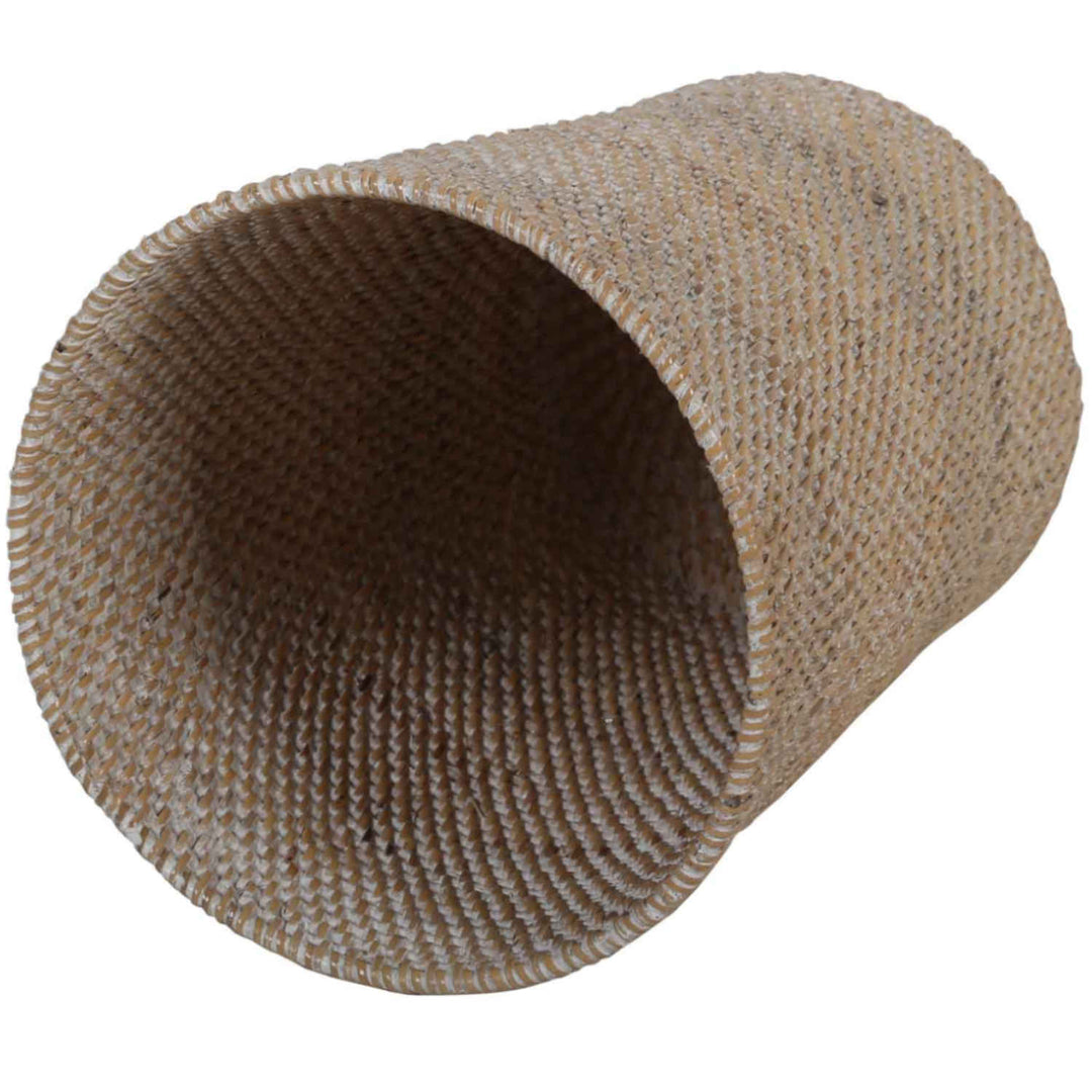 Waste paper basket made of rattan Nila White Wash