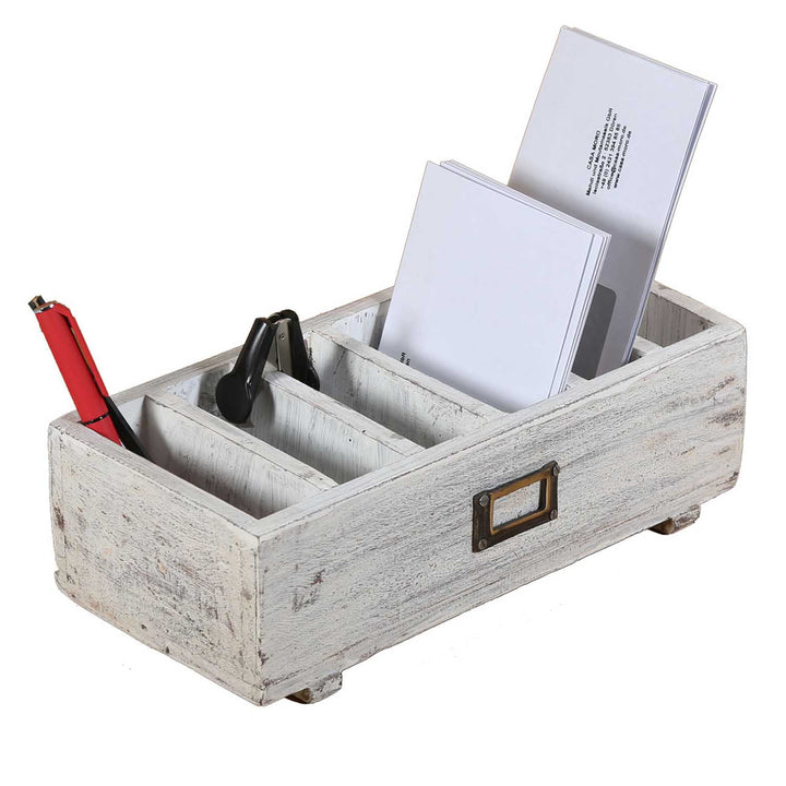 Desk Organizer with 6 Compartments - White