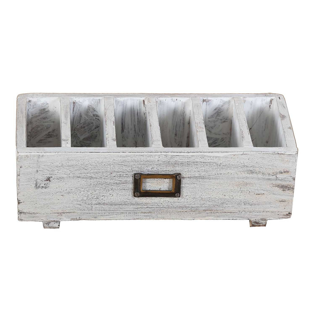 Desk Organizer with 6 Compartments - White