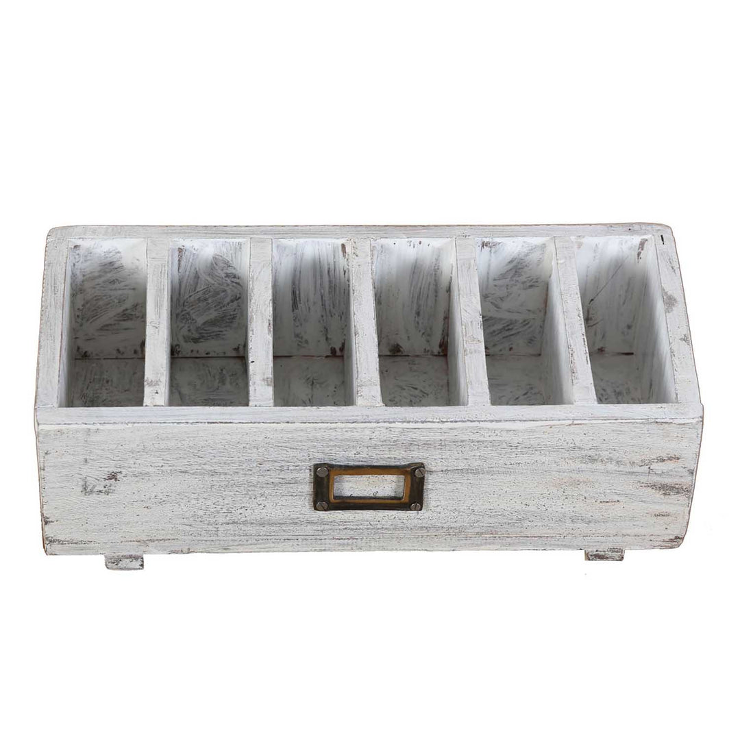 Desk Organizer with 6 Compartments - White