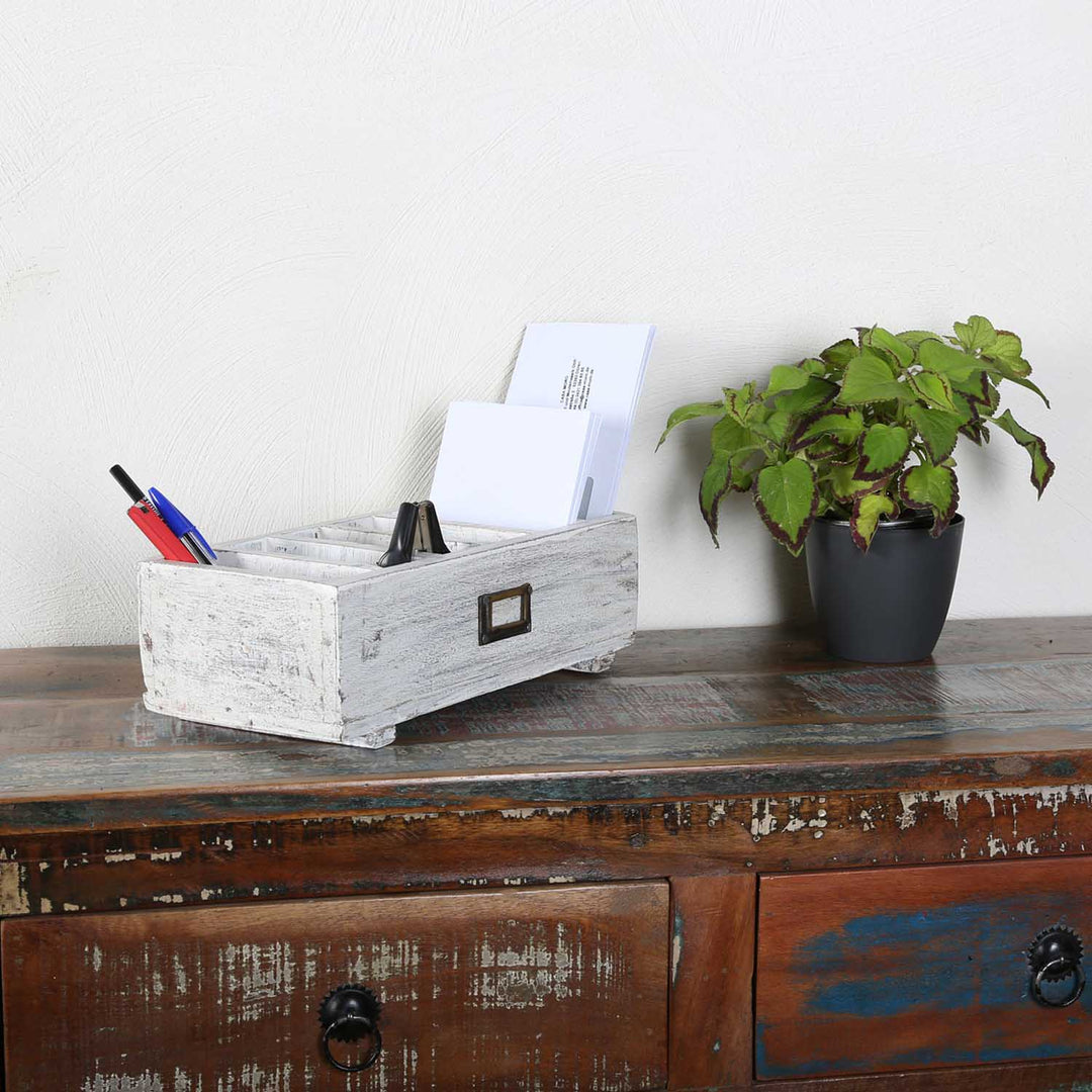 Desk Organizer with 6 Compartments - White