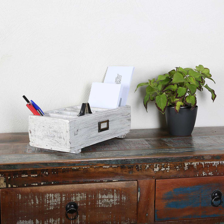 Desk Organizer with 6 Compartments - White