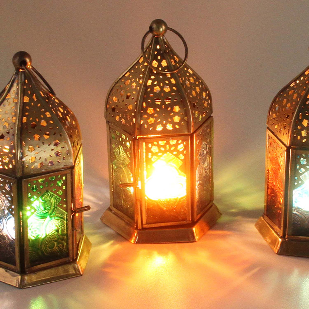 Oriental glass lanterns Nael multicolored set of 3