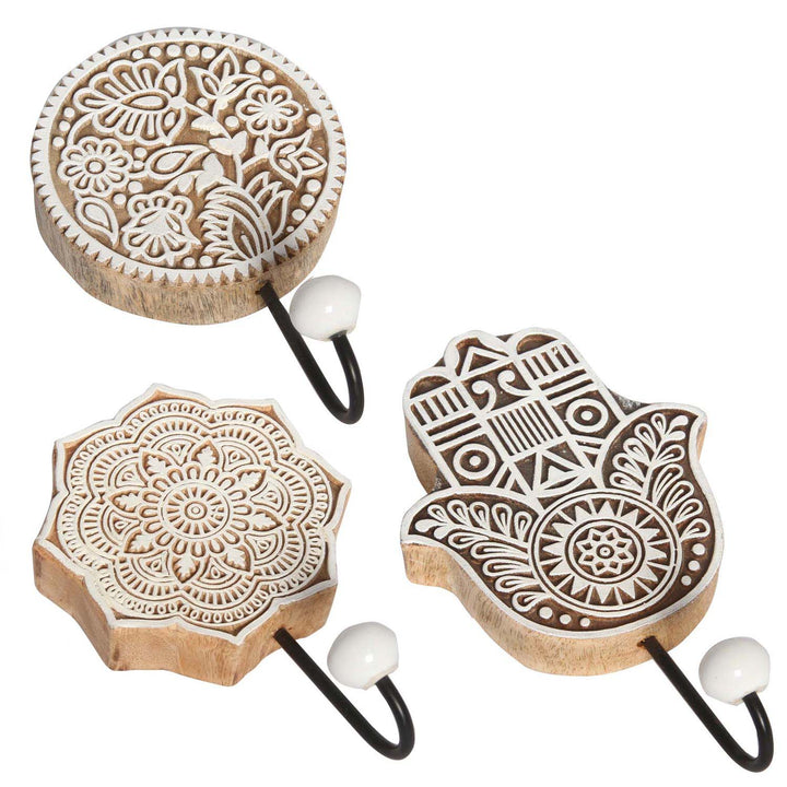 Oriental coat hooks set of 3 Yasid