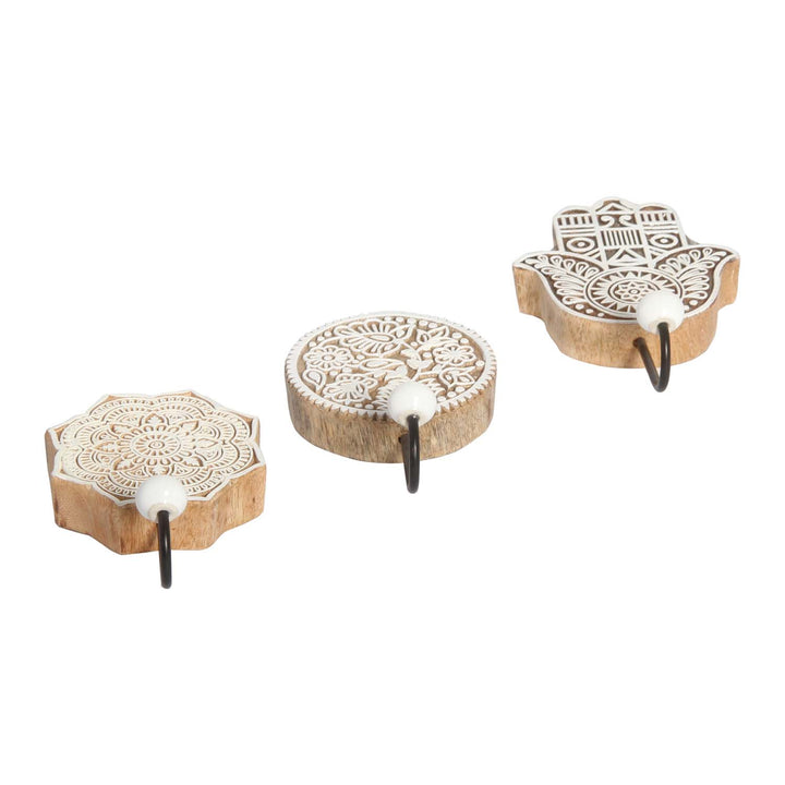Oriental coat hooks set of 3 Yasid