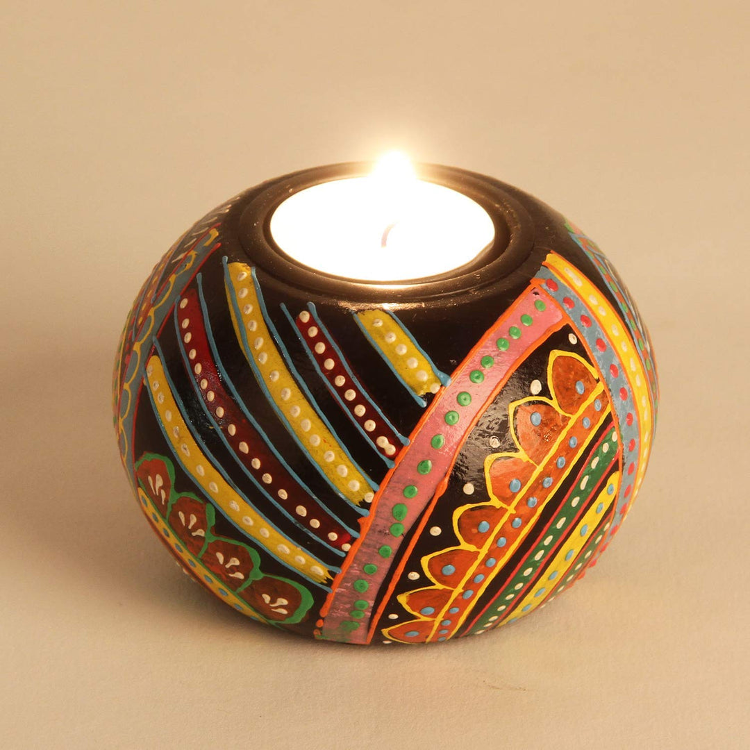 Oriental hand-painted tea light holders Aicha, set of 3
