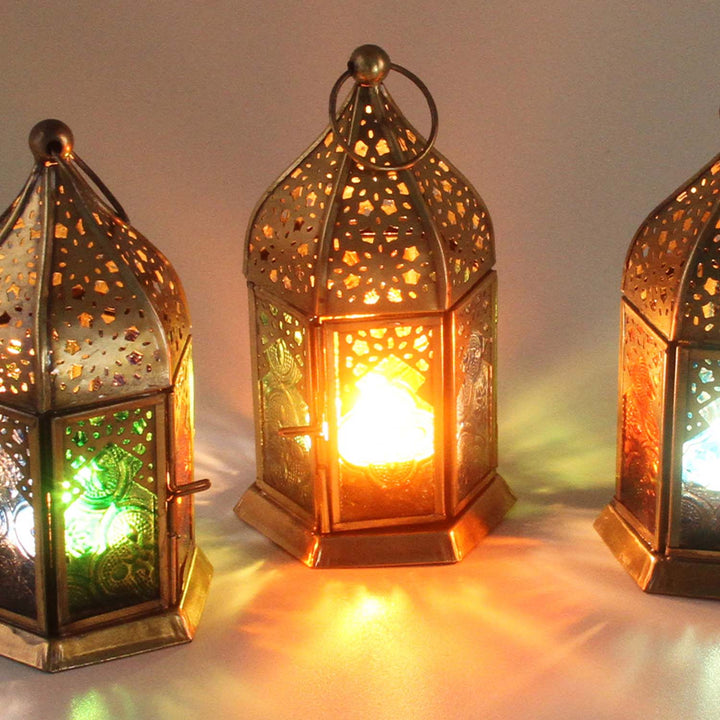 Oriental glass lanterns Nael multicolored set of 4