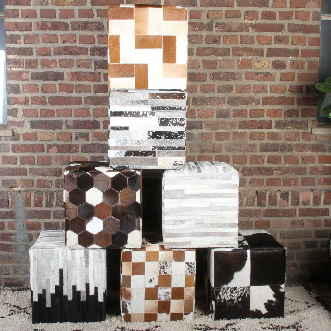 Sunil patchwork fur stool