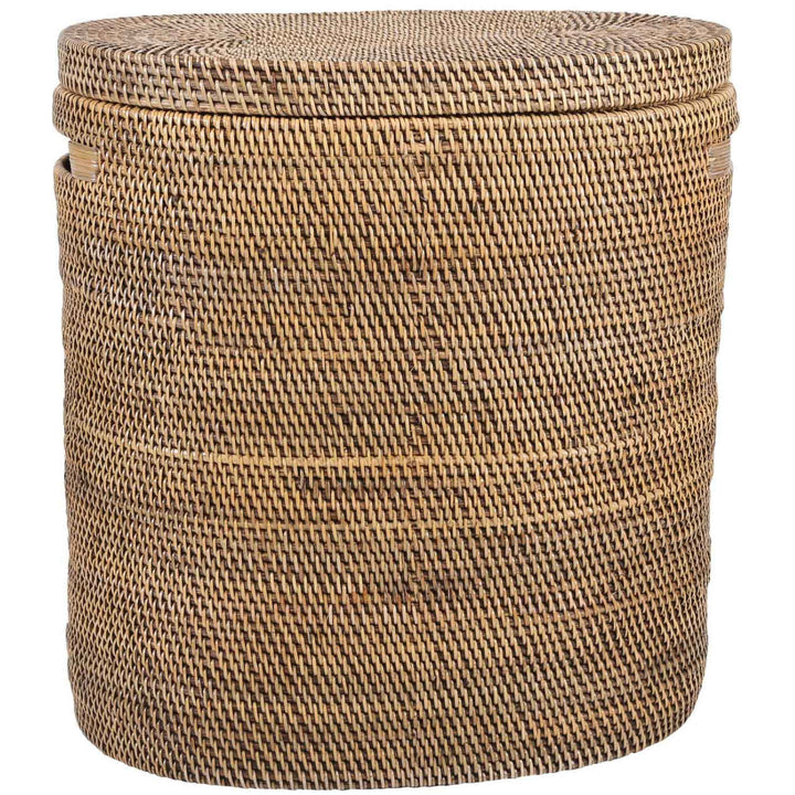 Ela rattan laundry basket with lid