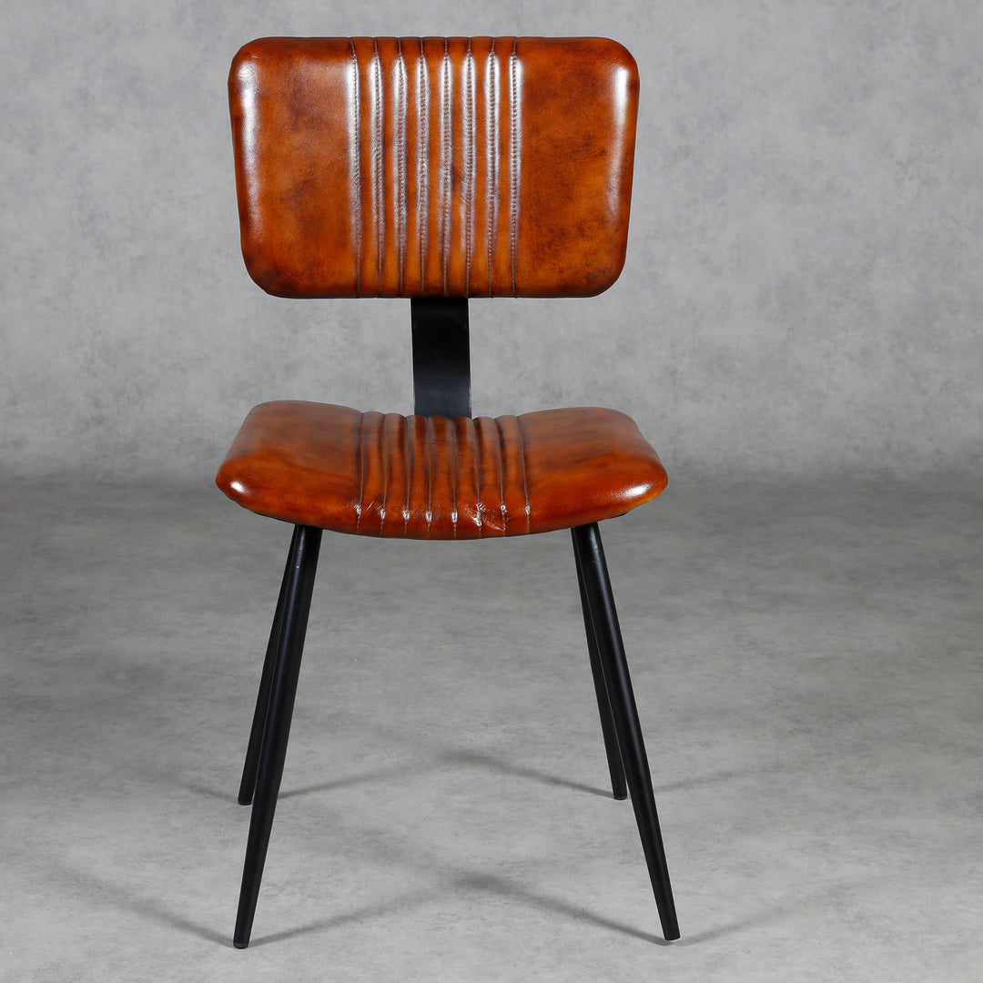 Brown leather dining chairs