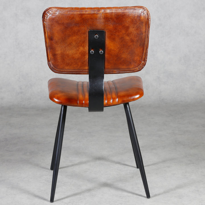 Brown leather dining chairs
