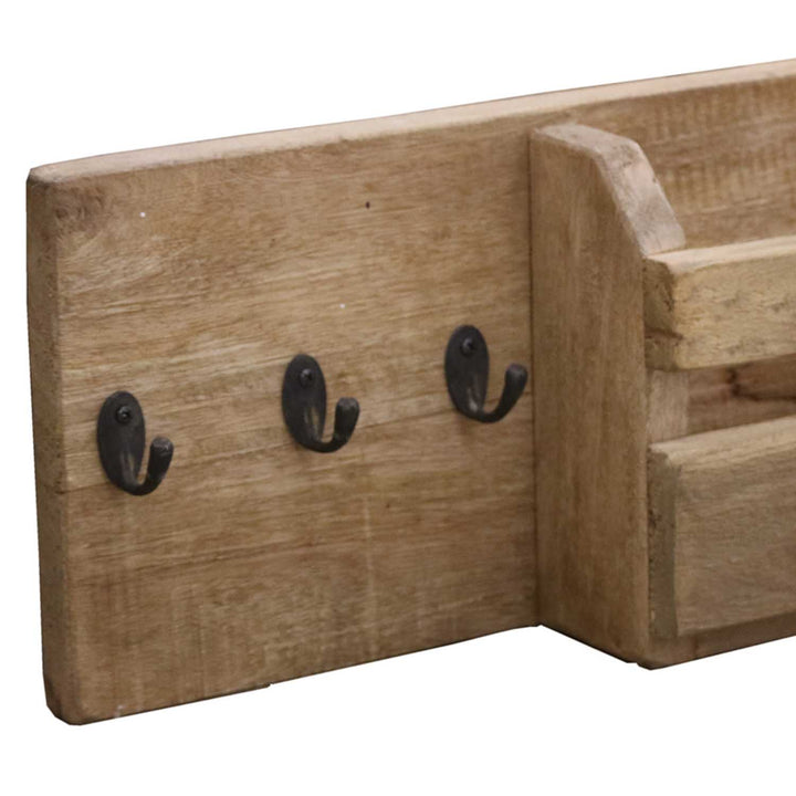 Wall key holder with shelf and hooks