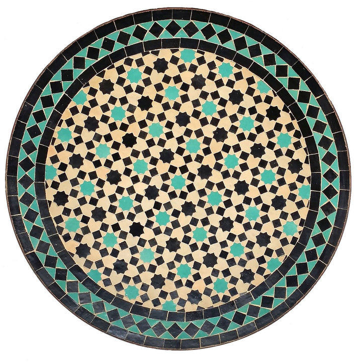 Patio table Ø 60 cm with mosaic table top made of turquoise Zellige tiles