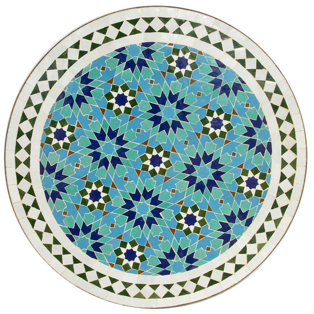 Bistro table Ø 60 cm with turquoise-blue Zellige mosaic - Moroccan table for balcony or terrace