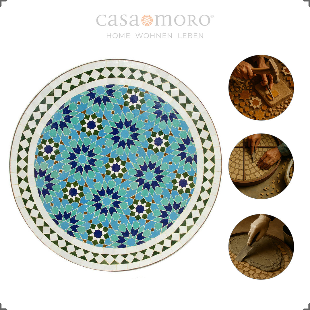 Moroccan bistro table with loose mosaic top - handmade for balcony and kitchen