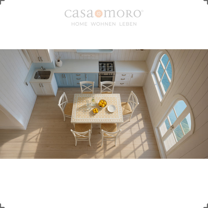 Rectangular patio table in Moroccan style