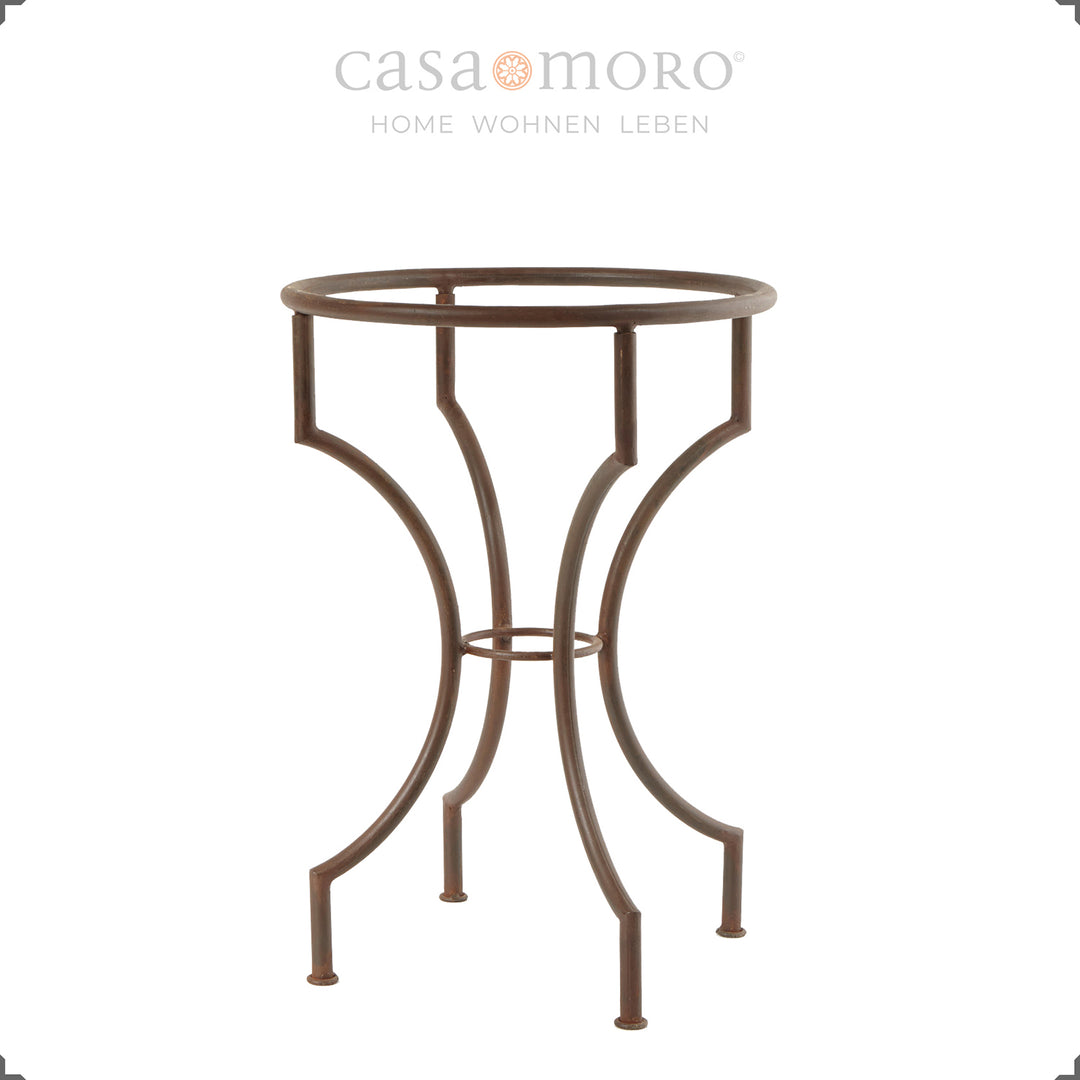 Mosaic table with a top weighing approx. 18 kg and a clear lacquer-sealed metal frame made of wrought iron