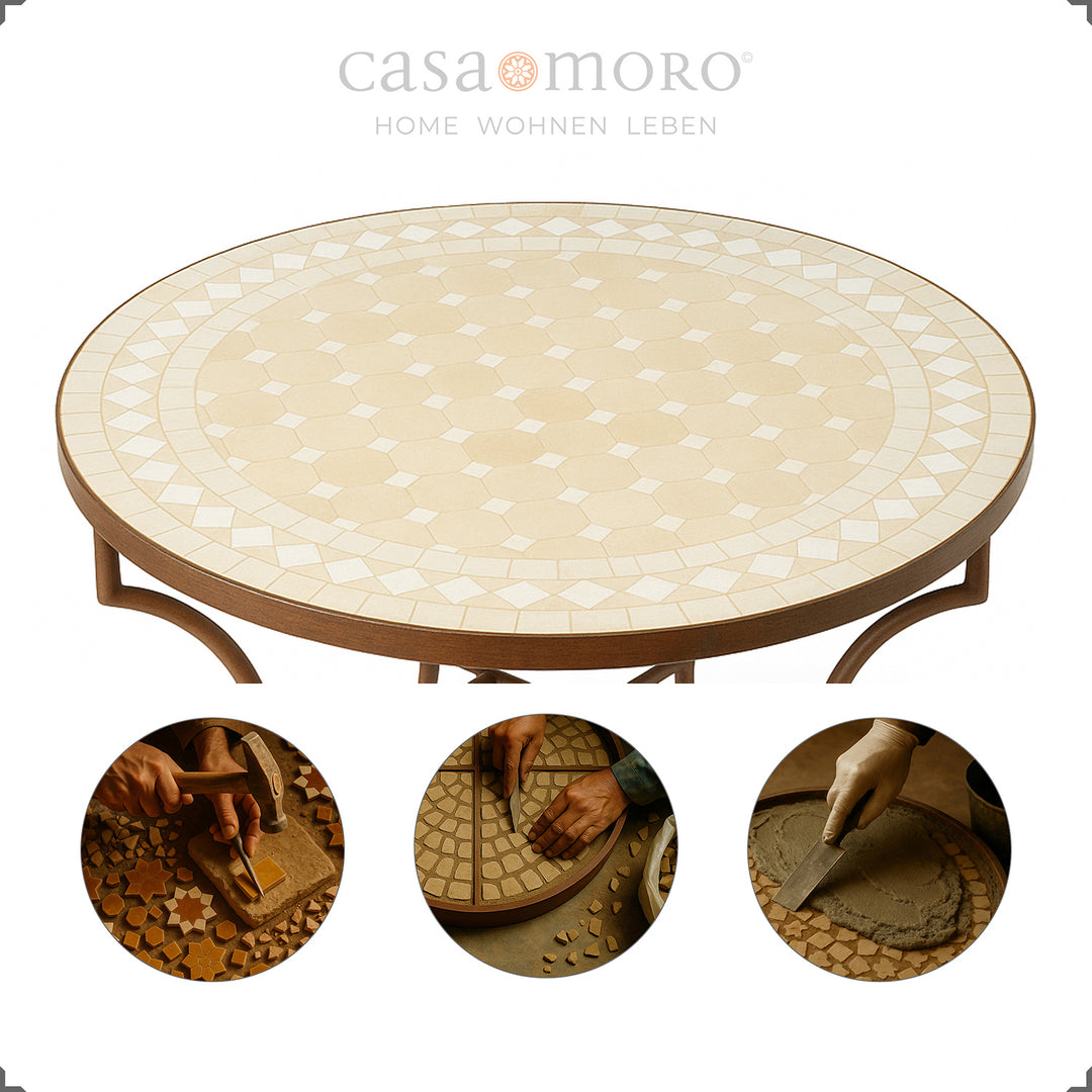 Mosaic table with a diameter of 100 cm - ideal as a dining table for the kitchen, terrace or living room