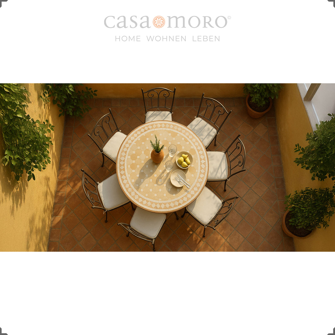 Mosaic table 120 cm round – ideal as an elegant table for the balcony, living room or outdoors
