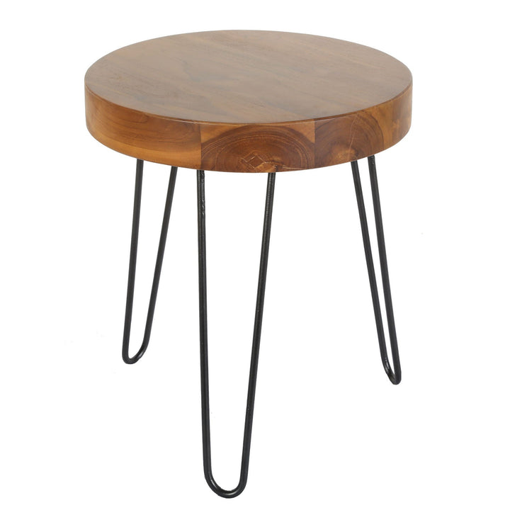 Teak side table Ella with hairpin legs