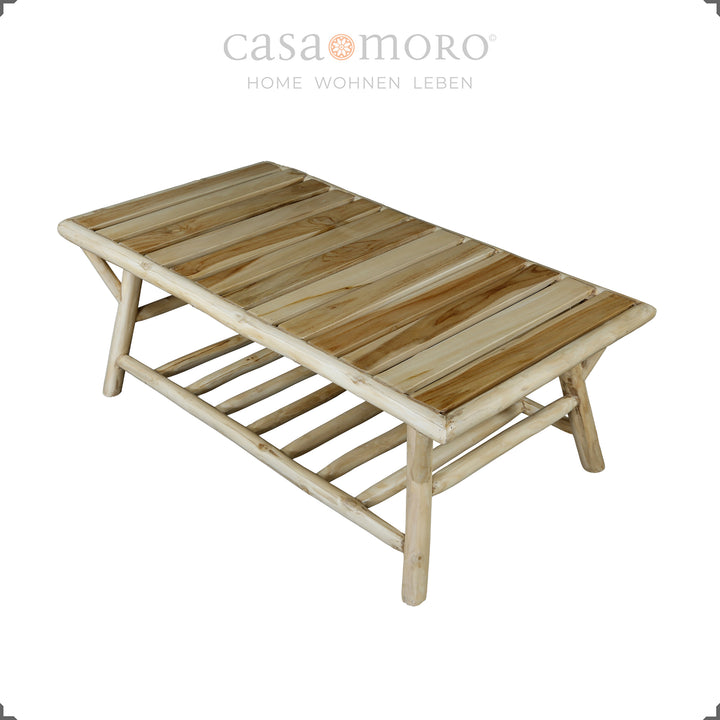 Rectangular coffee table wood, relaxed lounge table for balcony
