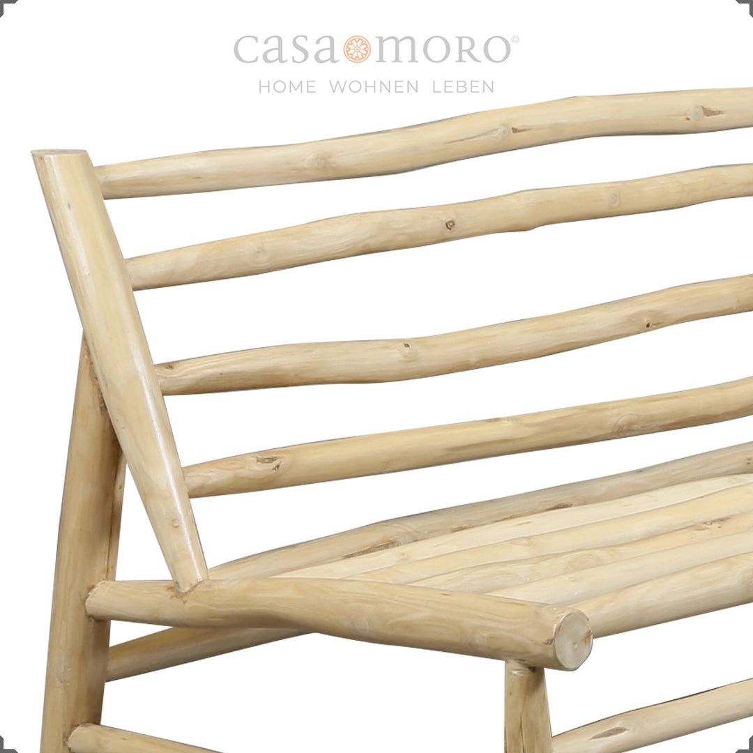 Three-seater sofa 180 × 86 × 72 cm, frame made of teak branches with seat and back cushions