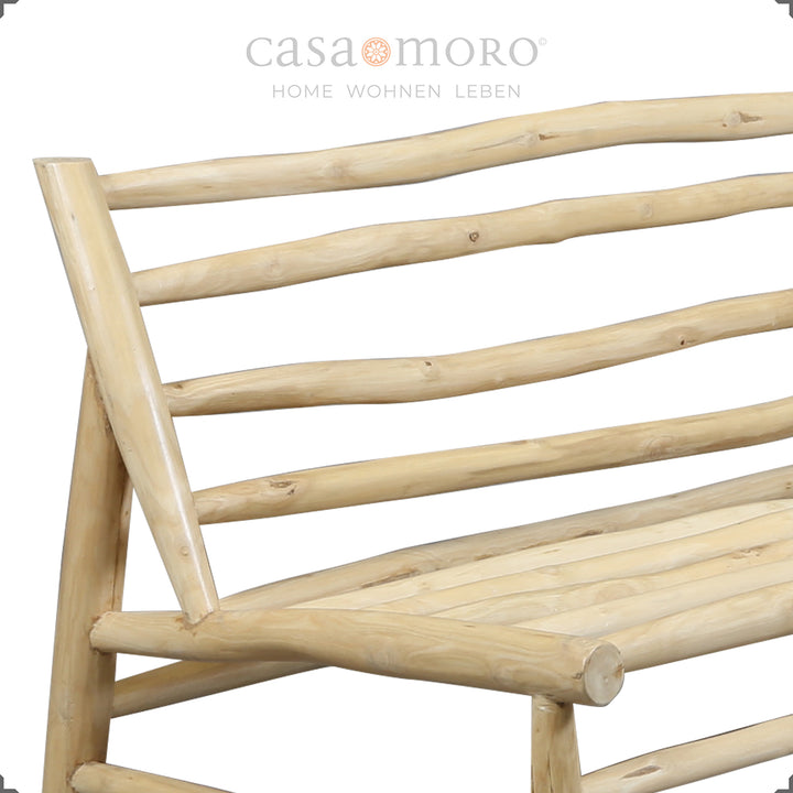 Three-seater sofa 180 × 86 × 72 cm, frame made of teak branches with seat and back cushions