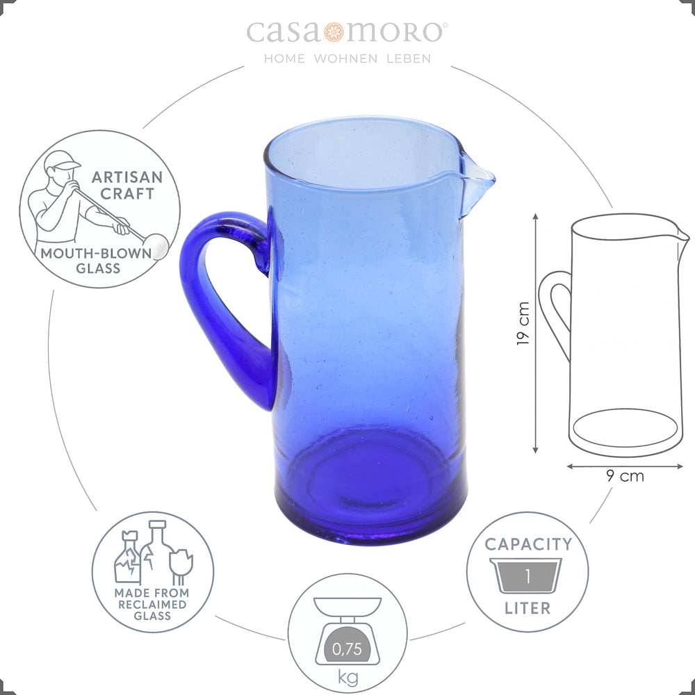 Simple glass carafe made from old glass – hand-blown and dishwasher-safe