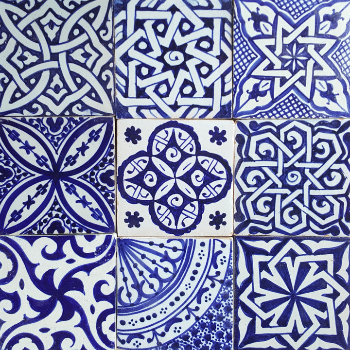 Hand-painted tiles mix – set of 9 in Mediterranean style