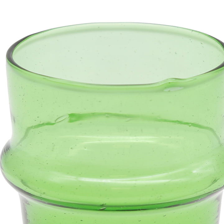  Glasses in green, suitable for coffee, tea or cappuccino - organically shaped and mouth-blown