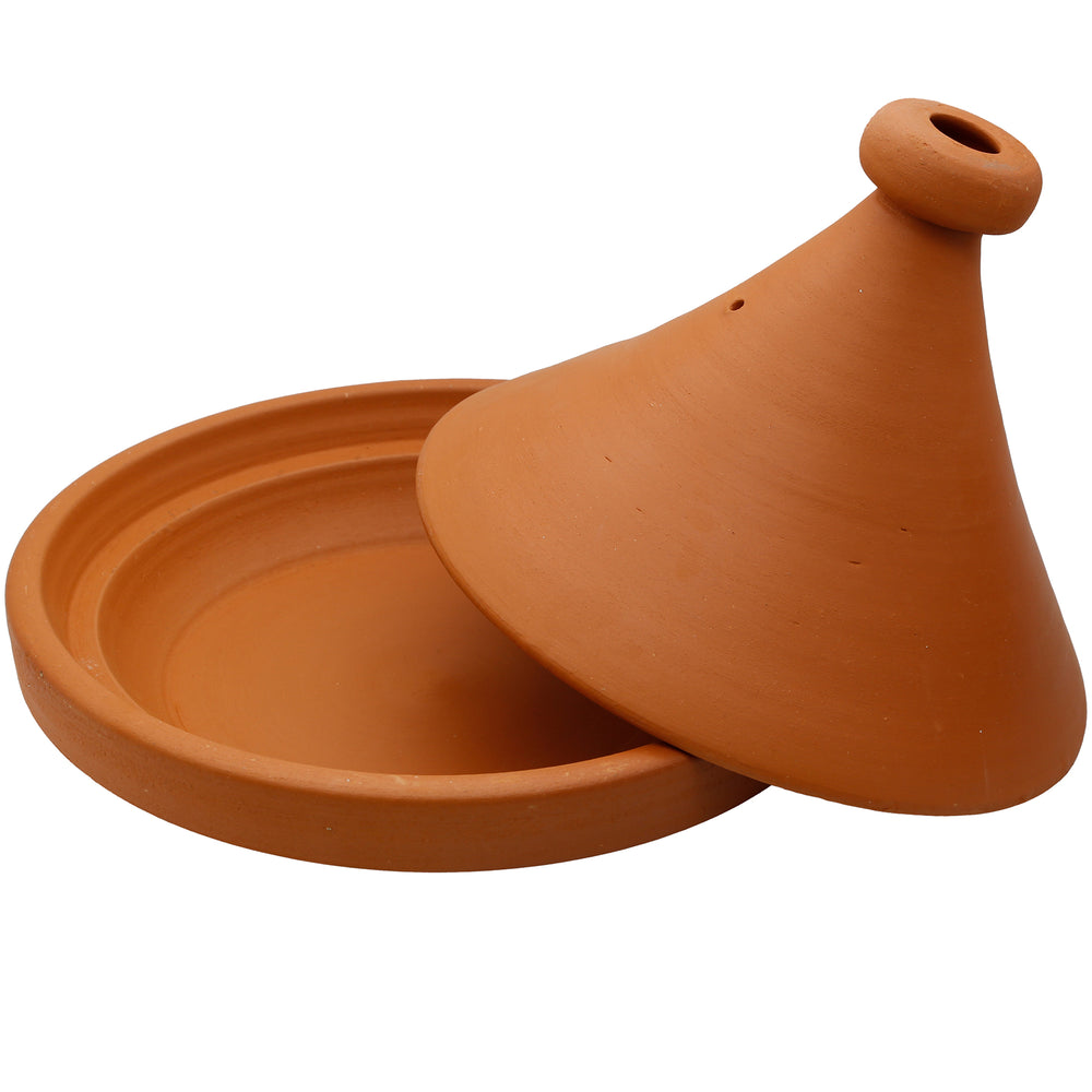 Tajine Pot from Morocco 34 cm with removed lid, unglazed and natural
